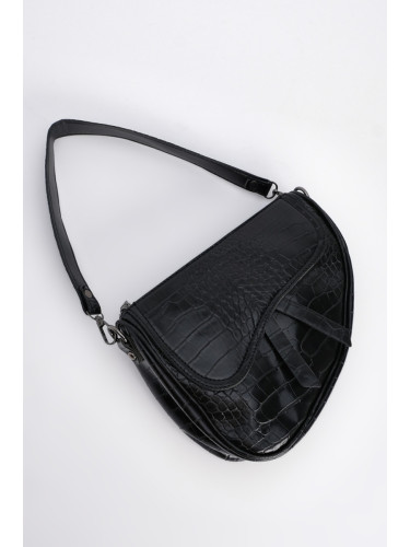 Marjin Women's Shoulder Bag with Adjustable Straps Rosba Black Croco