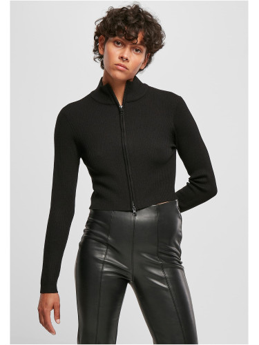 Women's sweater with cropped rib knit black