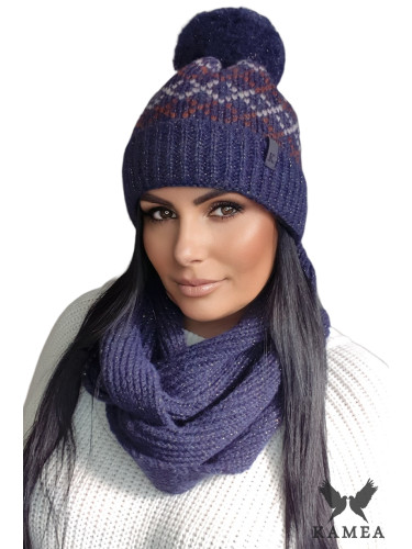 Дамски комплект Kamea Kamea_Set_Hat&Chimney_K.21.263.12_Navy_Blue