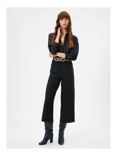 Панталон от памучен плат с висока талия