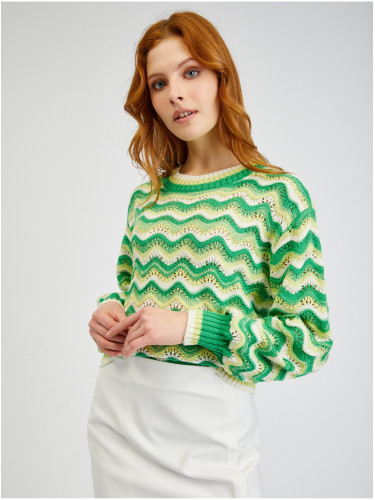 Orsay Yellow-Green Women's Striped Sweater - Women's