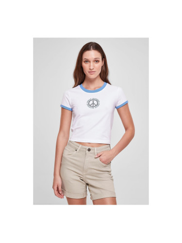 Women's Stretch Jersey Cropped Tee White/Horizontal Blue