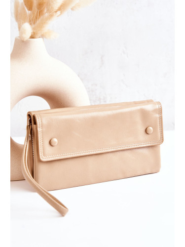 Boto Голям кожен портфейл с цип бежов Loreaine