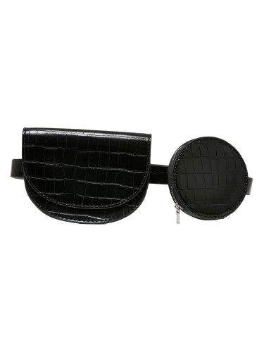 Double handbag made of Croco synthetic leather