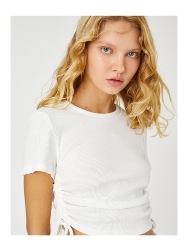 Koton Crop Pleated T-Shirt Short Sleeves