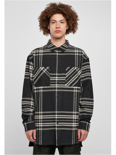 Summit Long Oversized Plaid Shirt Black