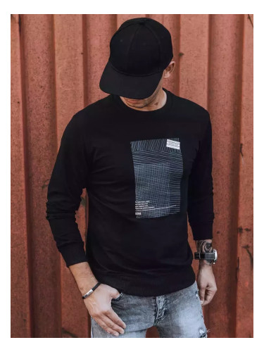 Bluza męska z nadrukiem czarna Dstreet