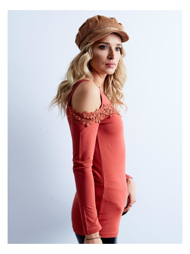 Dark orange blouse with cutouts