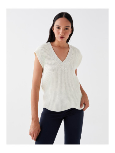 LC Waikiki Women's V-Neck Plain Knitwear Sweater