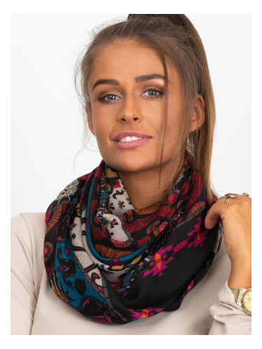 Black scarf with folk pattern