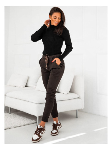 Dark brown fabric women's trousers