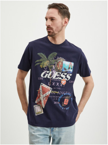 Dark blue men's T-Shirt Guess Nautica Collage - Men