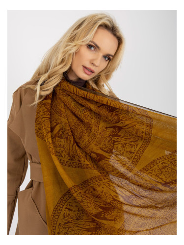 Dark yellow scarf with print