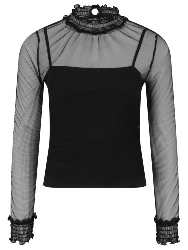 Women's Double-Layer Mesh L/S Black