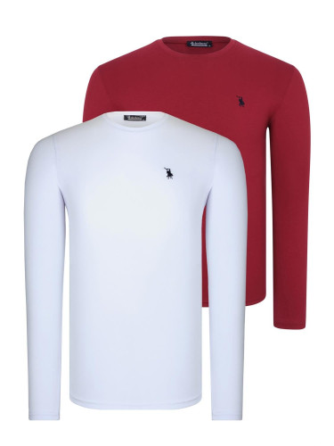 ДВОЕН КОМПЛЕКТ T8588 МЪЖКИ СУИТШЪРТ С ОБЛО ДЕКОЛТЕ DEWBERRY - БЯЛО-БОРДО