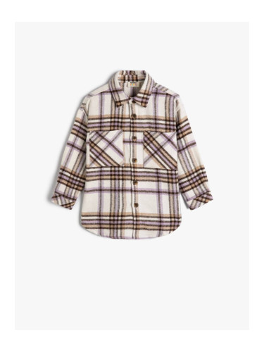 Koton 4wkg60018aw Girls' Shirt Beige Plaid