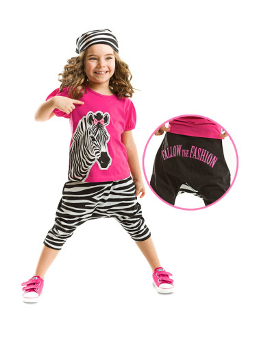 Denokids Zebra Fashion Girls' T-shirt Capri Shorts Set