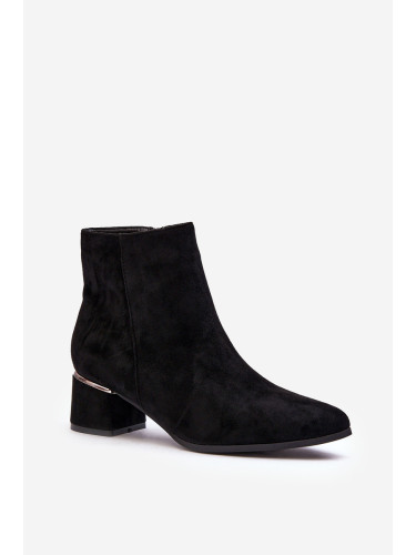 Women's suede boots with high heels black Mebassa