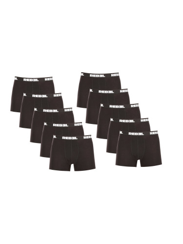 10PACK Men's Boxer Shorts Nedeto Rebel Black