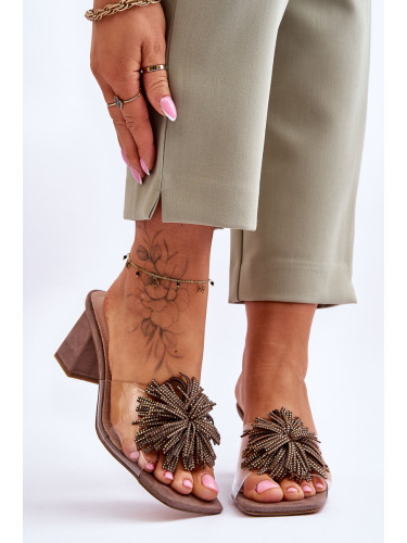 Fashion transparent high heeled slippers S.Barski Brown