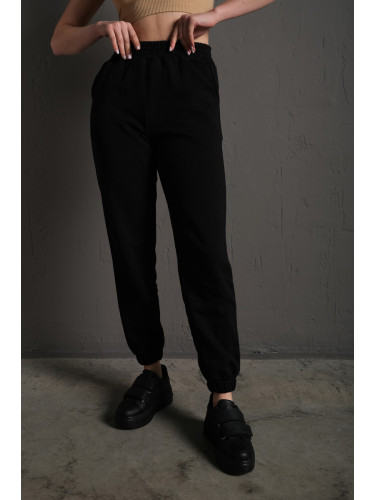 Know Women's Black Two Thread Jogger Sweatpants with Elastic Legs.