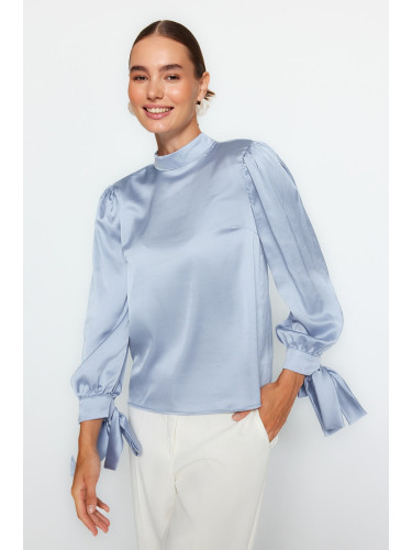 Trendyol Light Blue Tie Detailed Woven Blouse