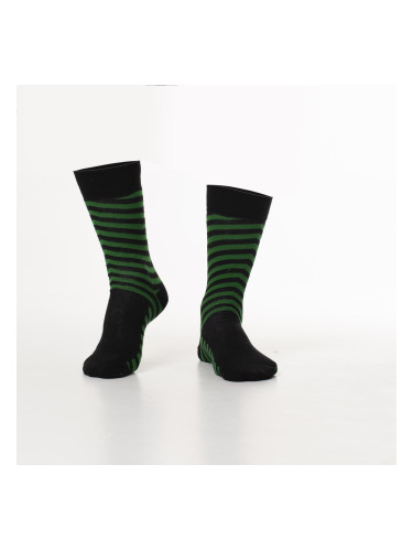 Black and green men's striped socks