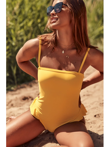 Yellow swimsuit with frill