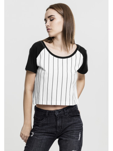 Women's cropped baseball t-shirt wht/blk