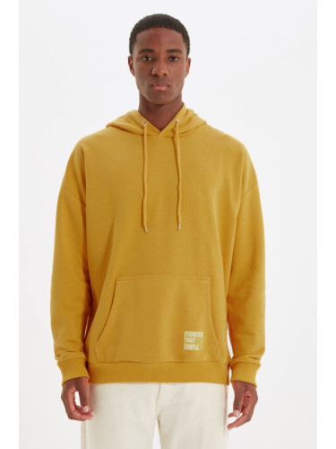 Trendyol Yellow Oversize/Wide Cut Hooded Fleece Inside/Warm Sweatshirt