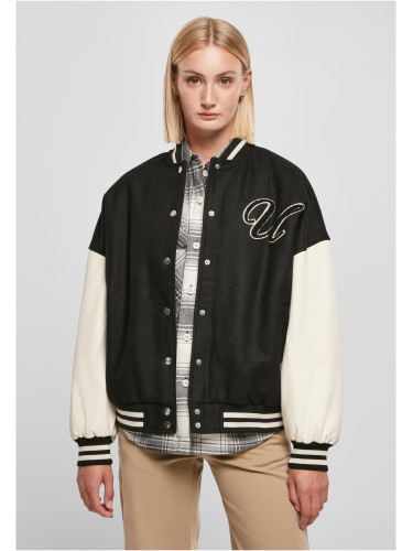 Women's Oversized Jacket Big U College Black/Pale White
