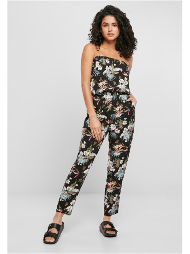 Women's Viscose Bandeau Jumpsuit Black Tropical