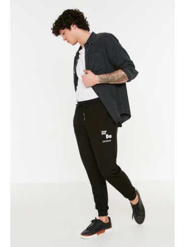 Trendyol Black Regular/Normal Cut Elastic Leg Text Printed Sweatpants