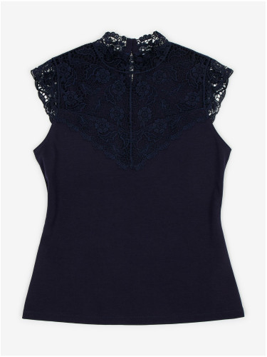 Orsay Dark blue women's T-shirt with lace detail - Women