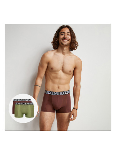 DIM COTTON 3D FLEX AIR BOXER 2x - Men's boxer briefs 2pcs - green - dark brown