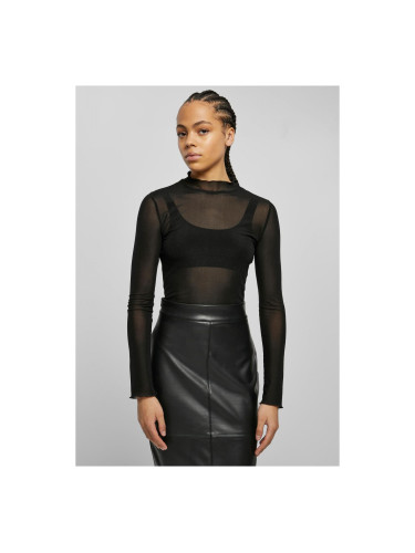 Women's Fishnet Turtleneck Bodysuit Black