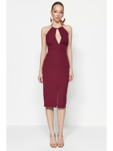 Trendyol слива тъкани тръбопроводи вечерна рокля