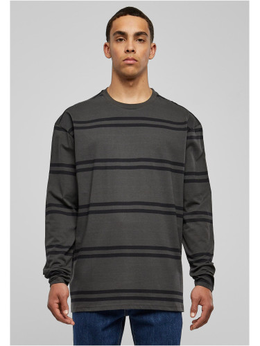 Oversized Striped Long Sleeve Basket/Black