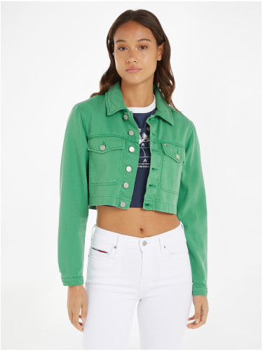 Green Womens Denim Crop Top Jacket Tommy Jeans - Women