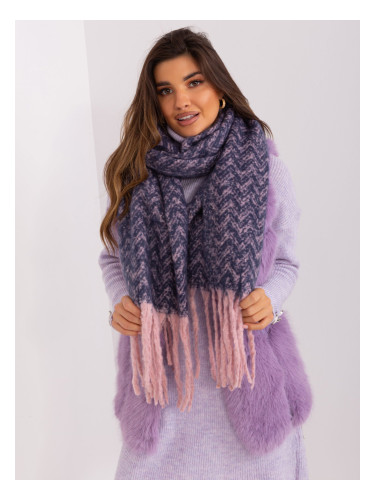 Navy blue and pink fringed scarf