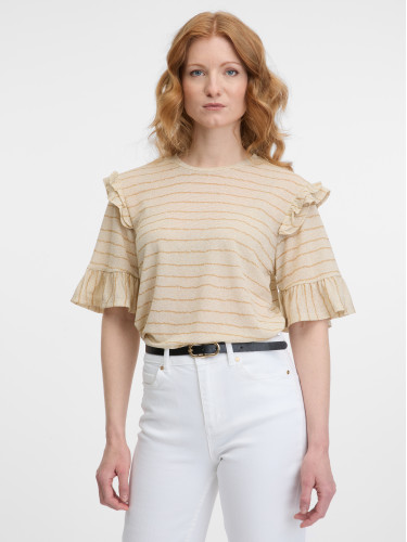 Orsay Beige Women's Striped T-Shirt - Women's