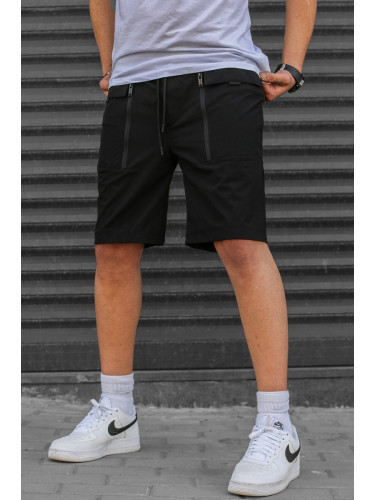 Madmext Black Basic Men's Capri Shorts with Pockets