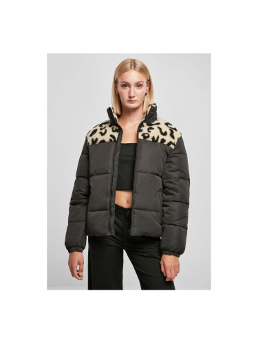Women's AOP Sherpa Mixed Puffer Jacket Black/sandleo