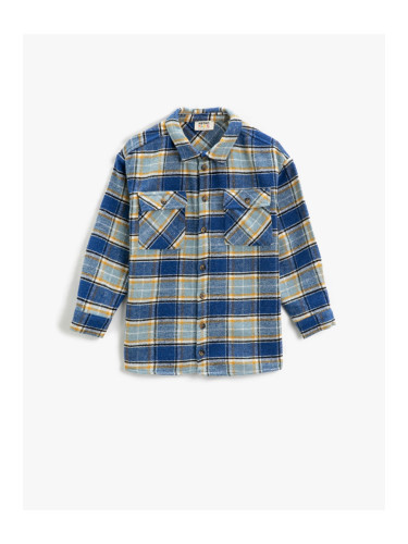 Koton Oversize Lumberjack Shirt with a flap and pockets, long sleeves and soft texture.