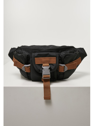 Hiking shoulder bag made of recycled ripstop black
