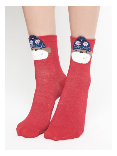 Socks with application monkey in a hat with red stars