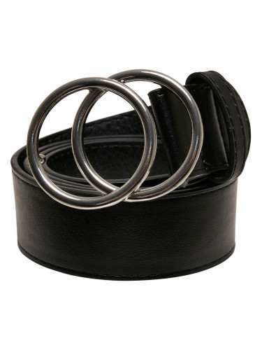 Belt with ring buckle black/silver