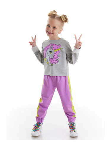 Denokids Unicorn Lilac Girl's Tracksuit Set