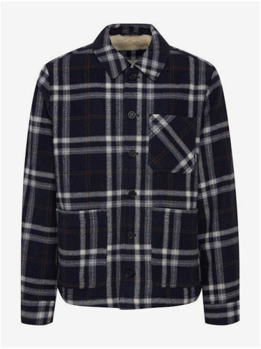 Dark Blue Shirt Plaid Jacket Blend - Men