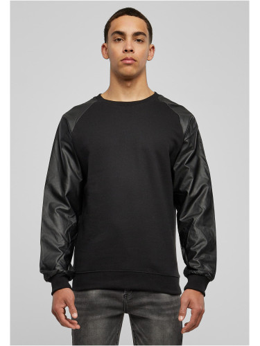 Imitation Raglan Leather Crew blk/blk